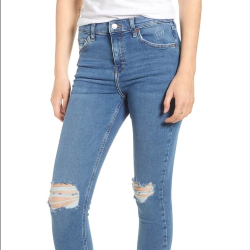 Topshop High Rise Leigh Ripped Jeans